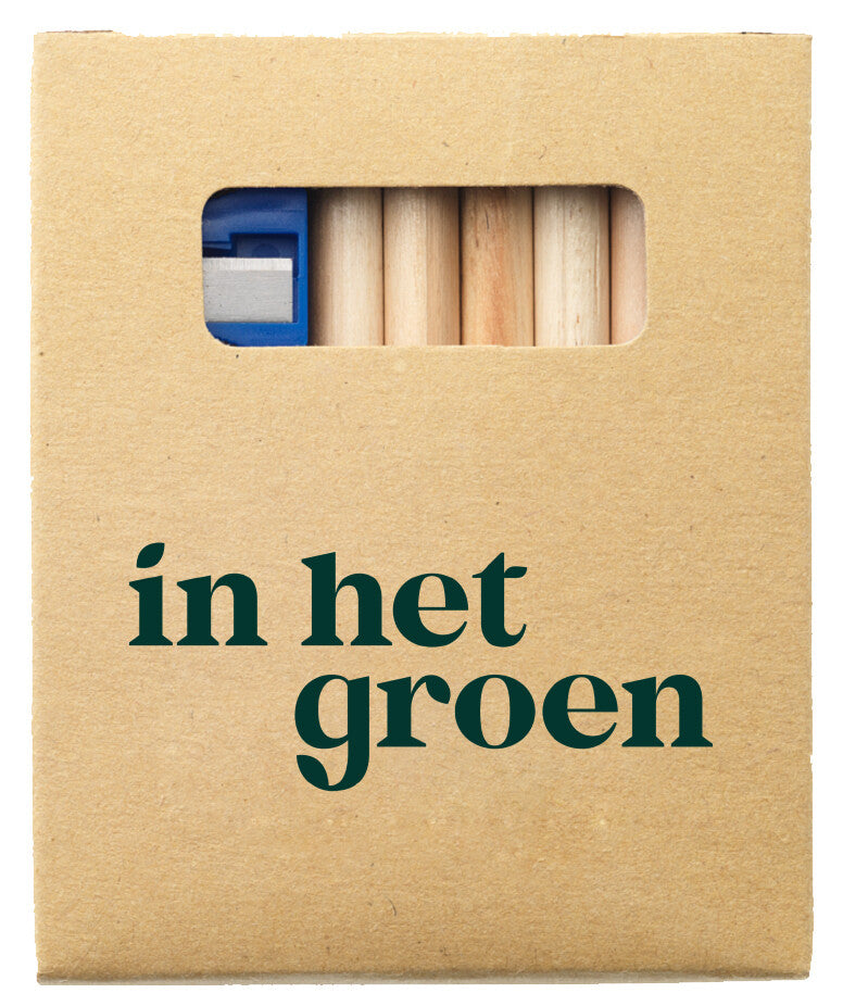 Setje kleurpotloden met slijper en boekje
